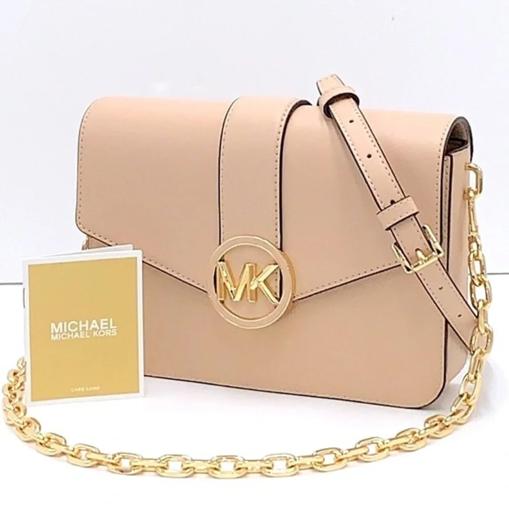 MICHAEL KORS CARMEN MEDIUM CONVERTIBLE SHOULDER BAG BUFF COLOR